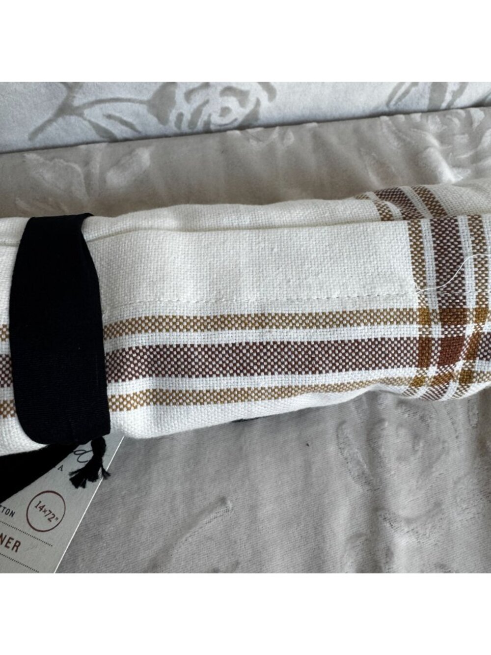NWT Hearth and Hand with Magnolia Brown Stripe Cream Table Runner 14" x 72" - Picture 6 of 7
